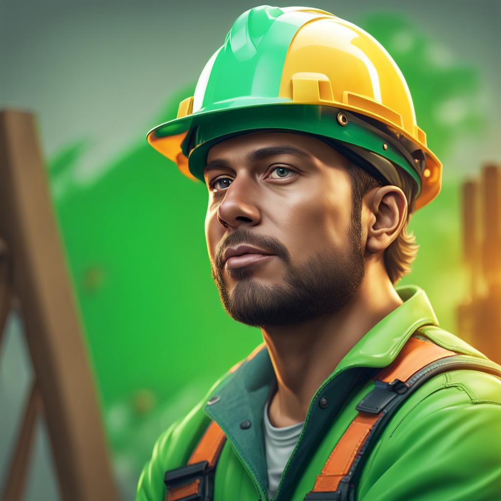 Construction Worker in Overalls: Hyperrealistic Concept Art