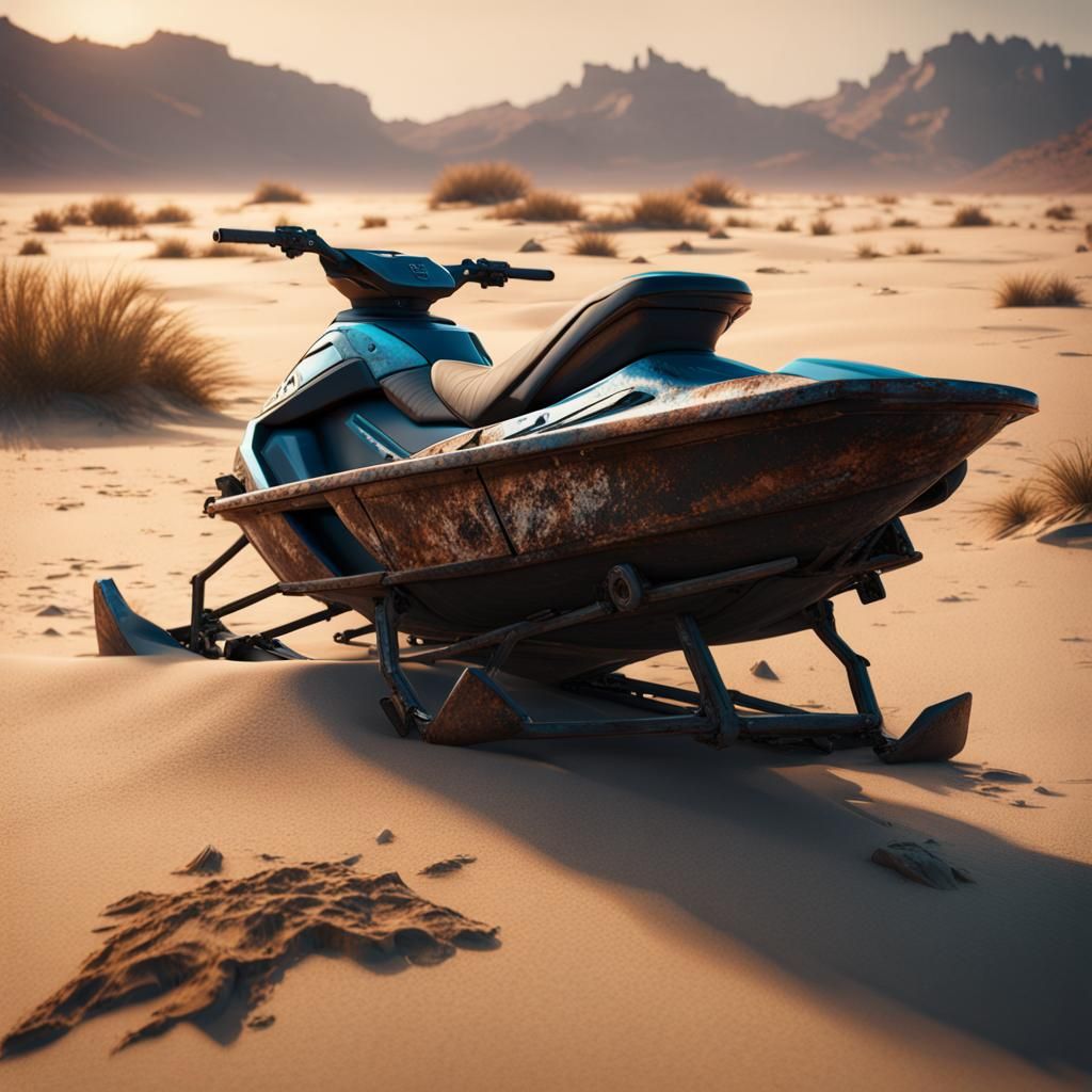 Abandoned Jetski in Dried Salt Desert: Matte Painting
