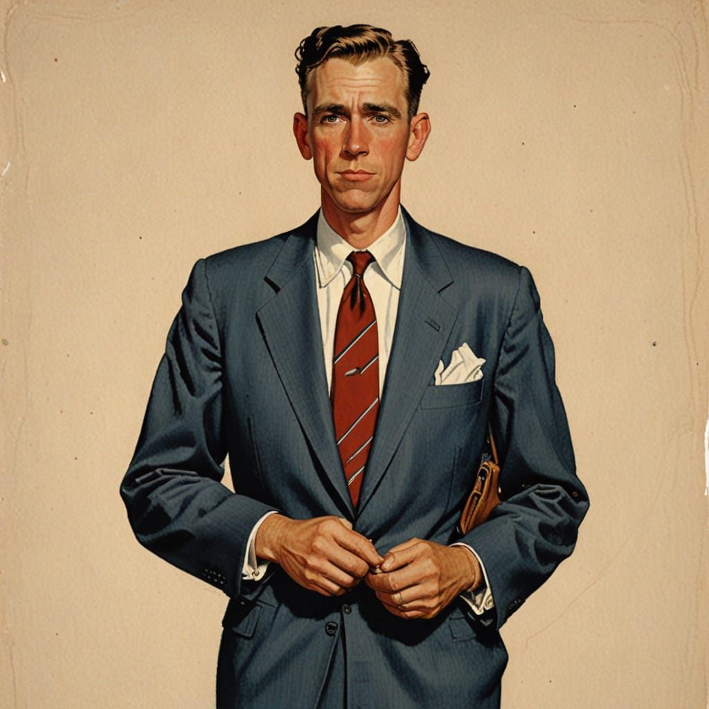 1950s Businessman Portrait in Norman Rockwell Style