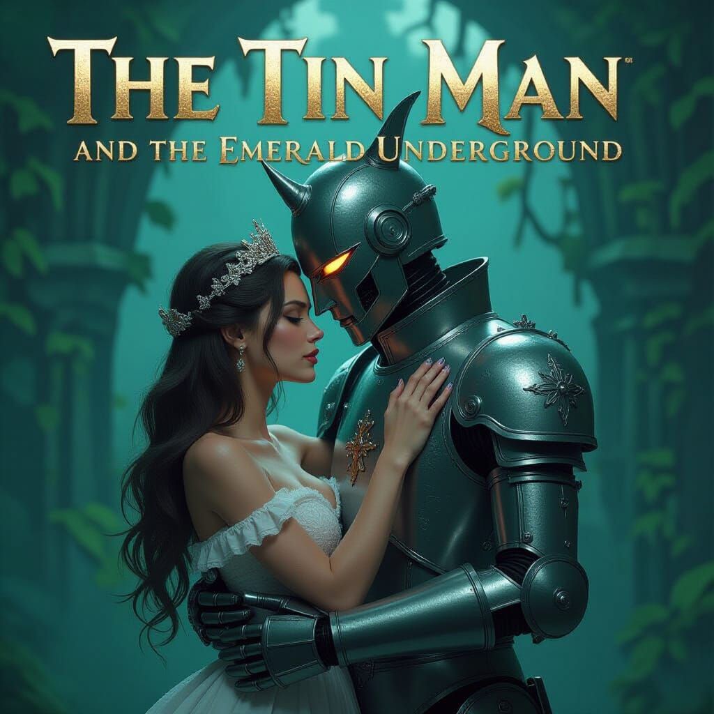 Tin Man & Heroine in Dark Fantasy Video Game Cover Art