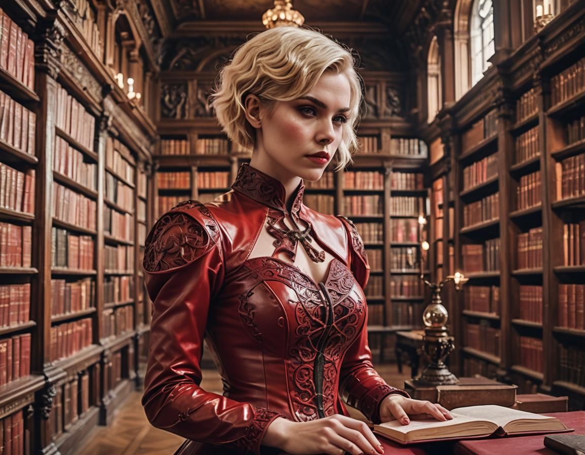 Occult Scholar in Ornate Library