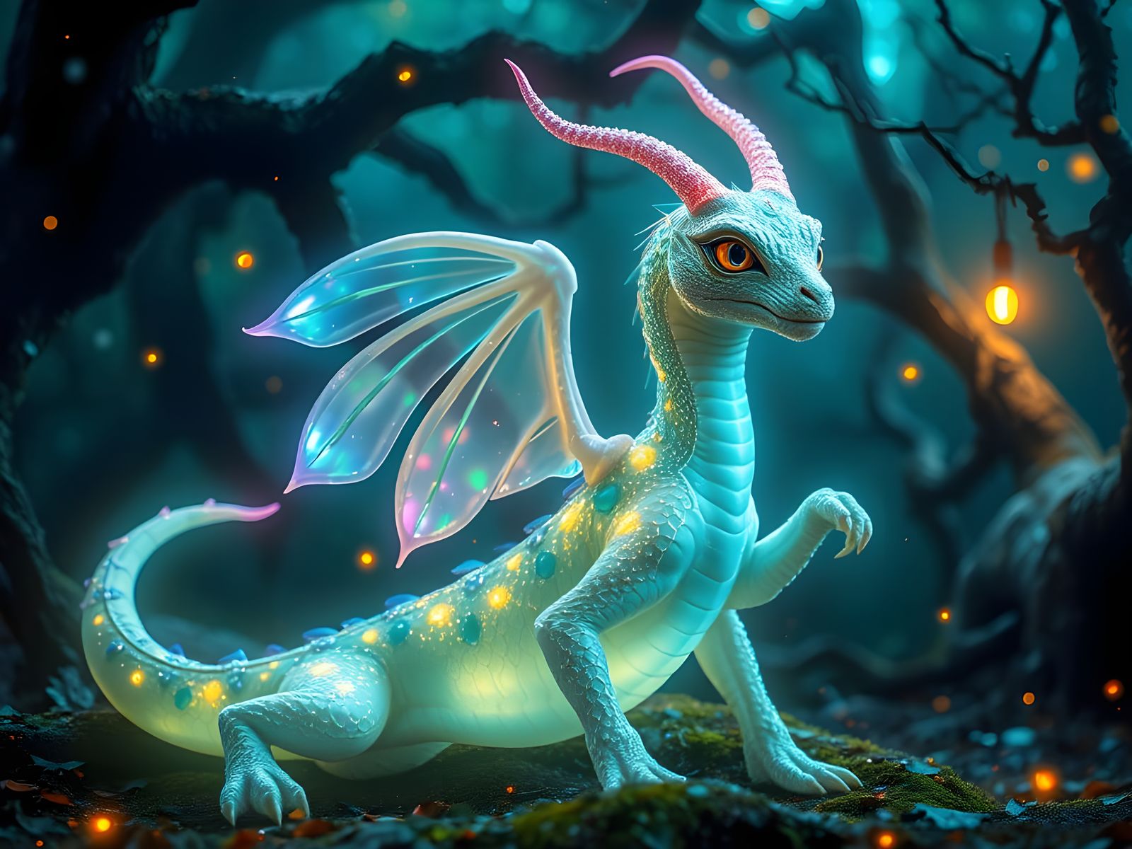 Luminous Serpent Goddess Unveiled in Mystical Forest