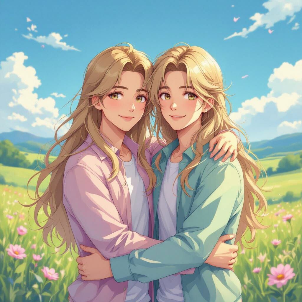 Two Blond Young Men in Love