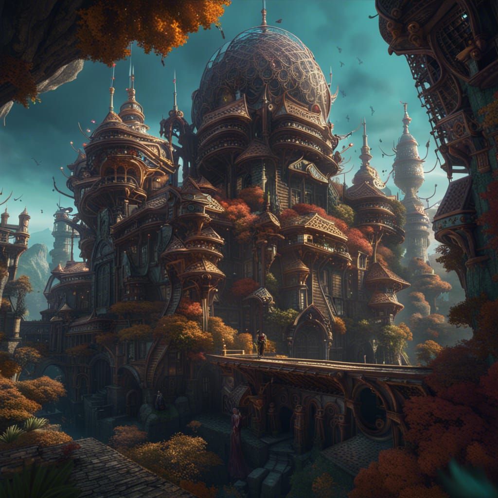Machine Elves in a Fantastical Matte Painting