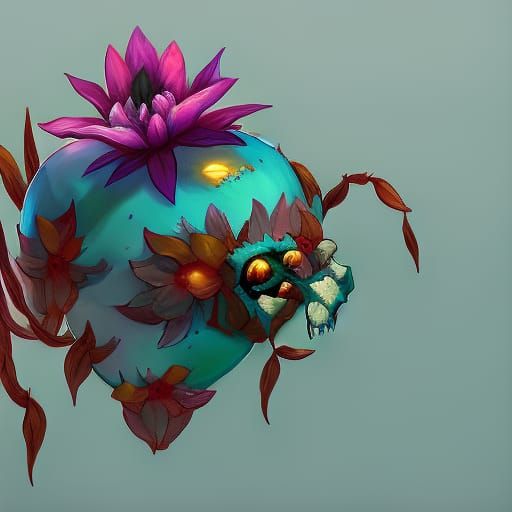 Orchid Bloom: Turquoise Gem Mouse Skull