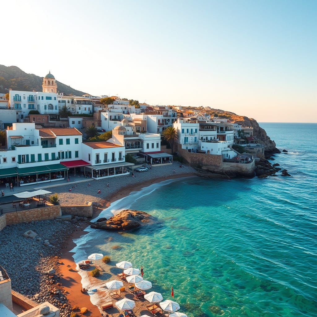 Ibiza Beachside Oasis in Vibrant Golden Light