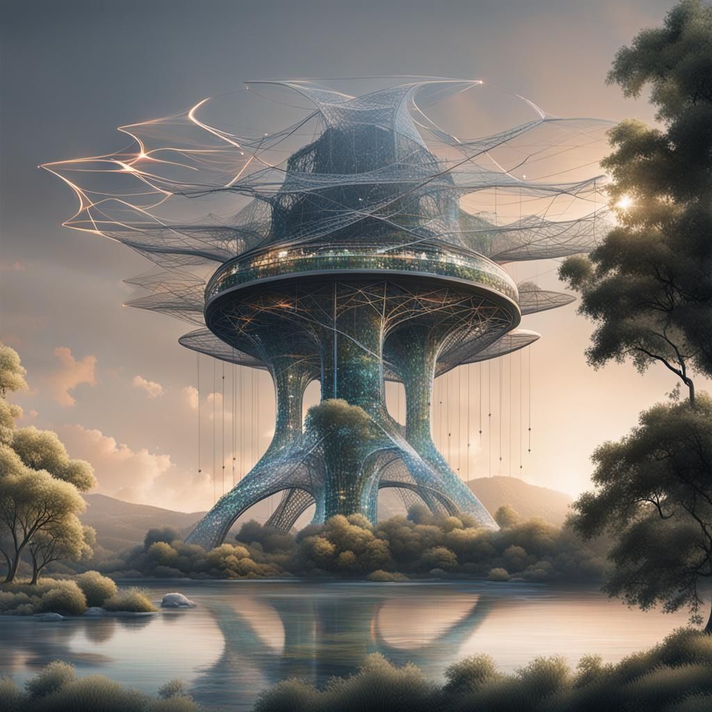 Elegant Futuristic Towers in Nature: A LORA Art Vision