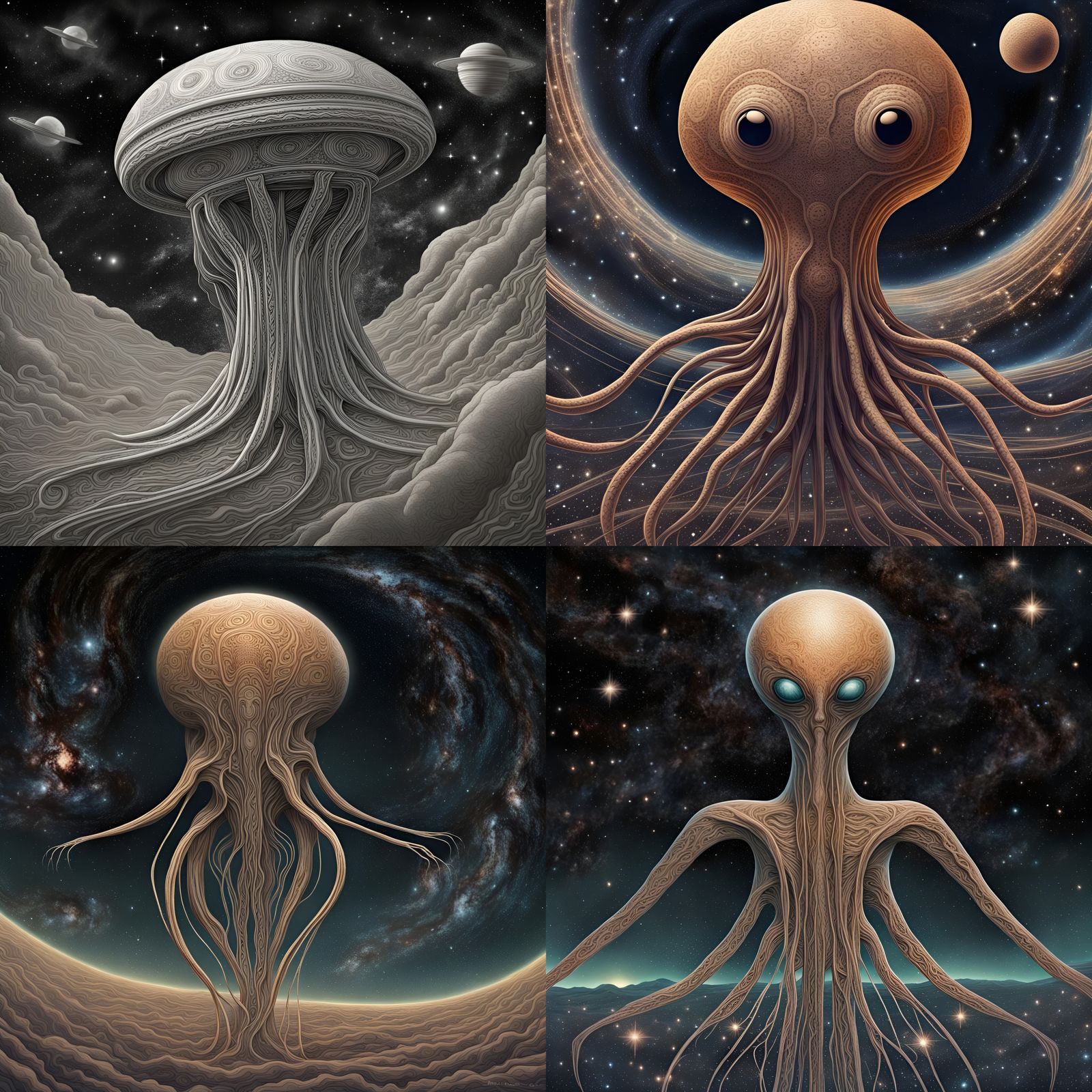 Medusoid Alien Gliding Among the Stars