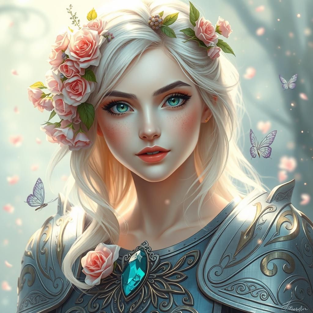 Dreamy Female Character in Watercolor Haze