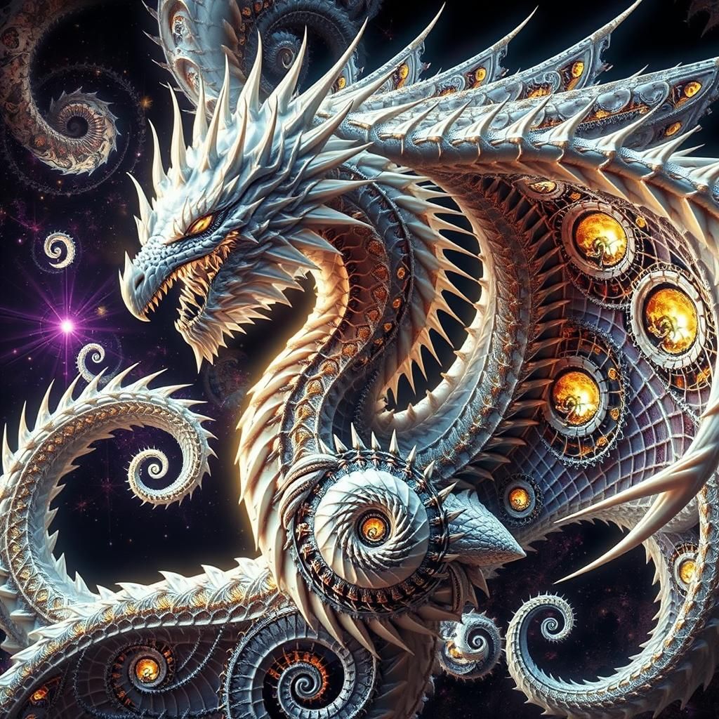 Fractal Dragon with Crystalline Wings