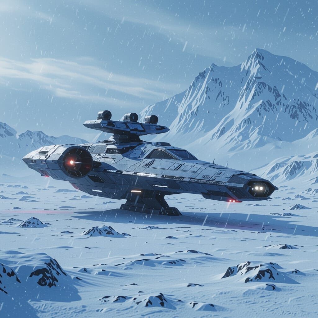 Prometheus Starship Lands on Arctic World in Snowstorm
