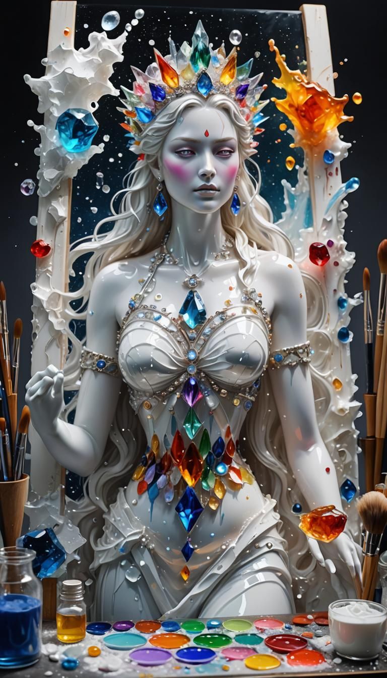 Glass Goddess Painting: Hyper-Realistic Artstation Masterpie...