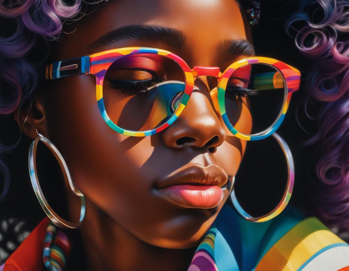 Young Woman with Glasses in Impressionistic Style