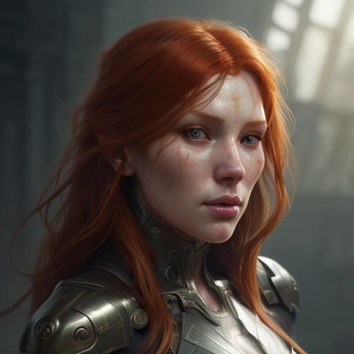 Detailed Portrait of a Redhead in Digital Art Style