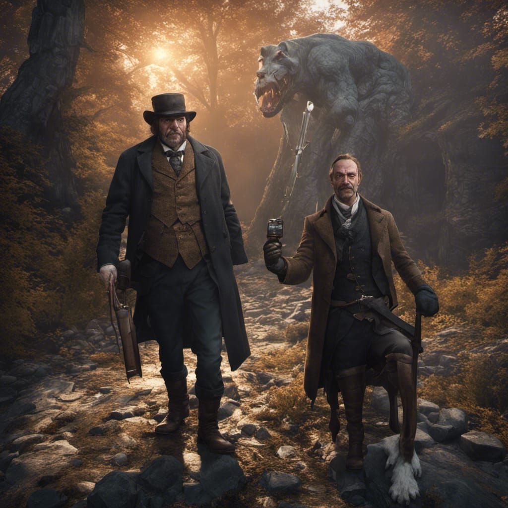 Selfie with the Hound in Dark Fantasy Art