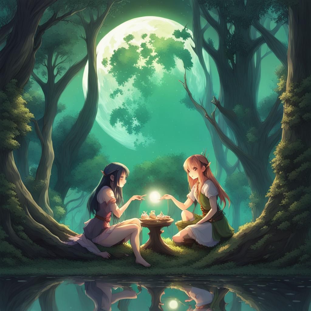 Enchanting Anime Scene: Elf and Orc Friendship