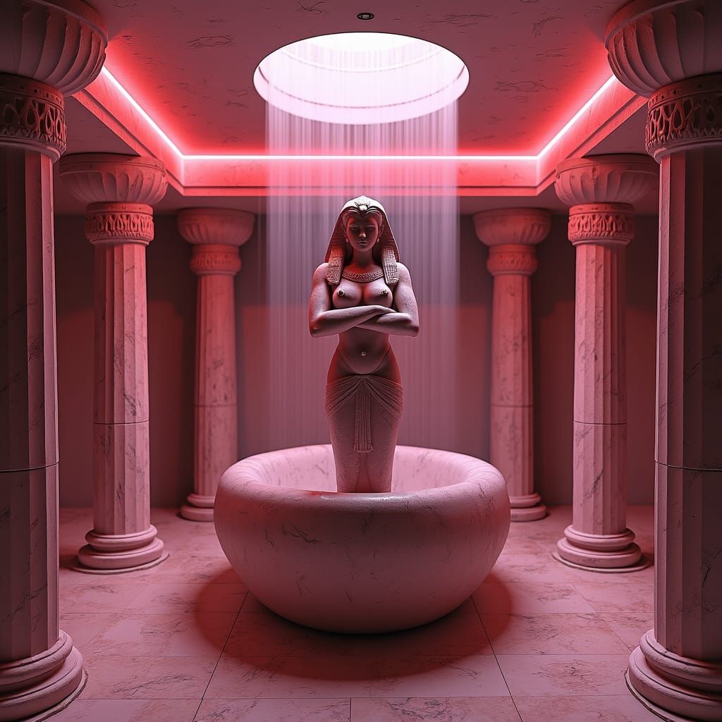 Egyptian Lalisa Statue in Underground Waterfall Lair