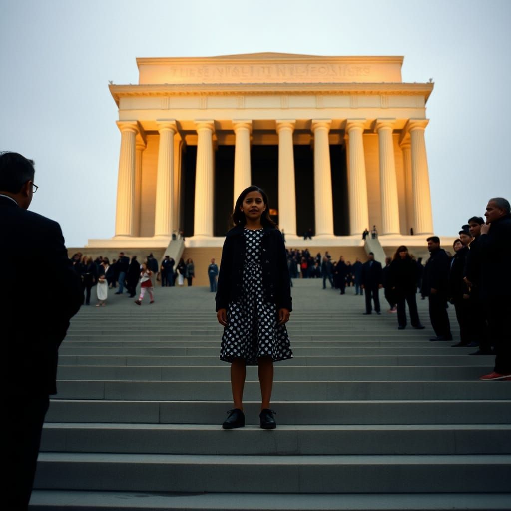 Sasha Obama at Lincoln Memorial, Cinematic Film Still