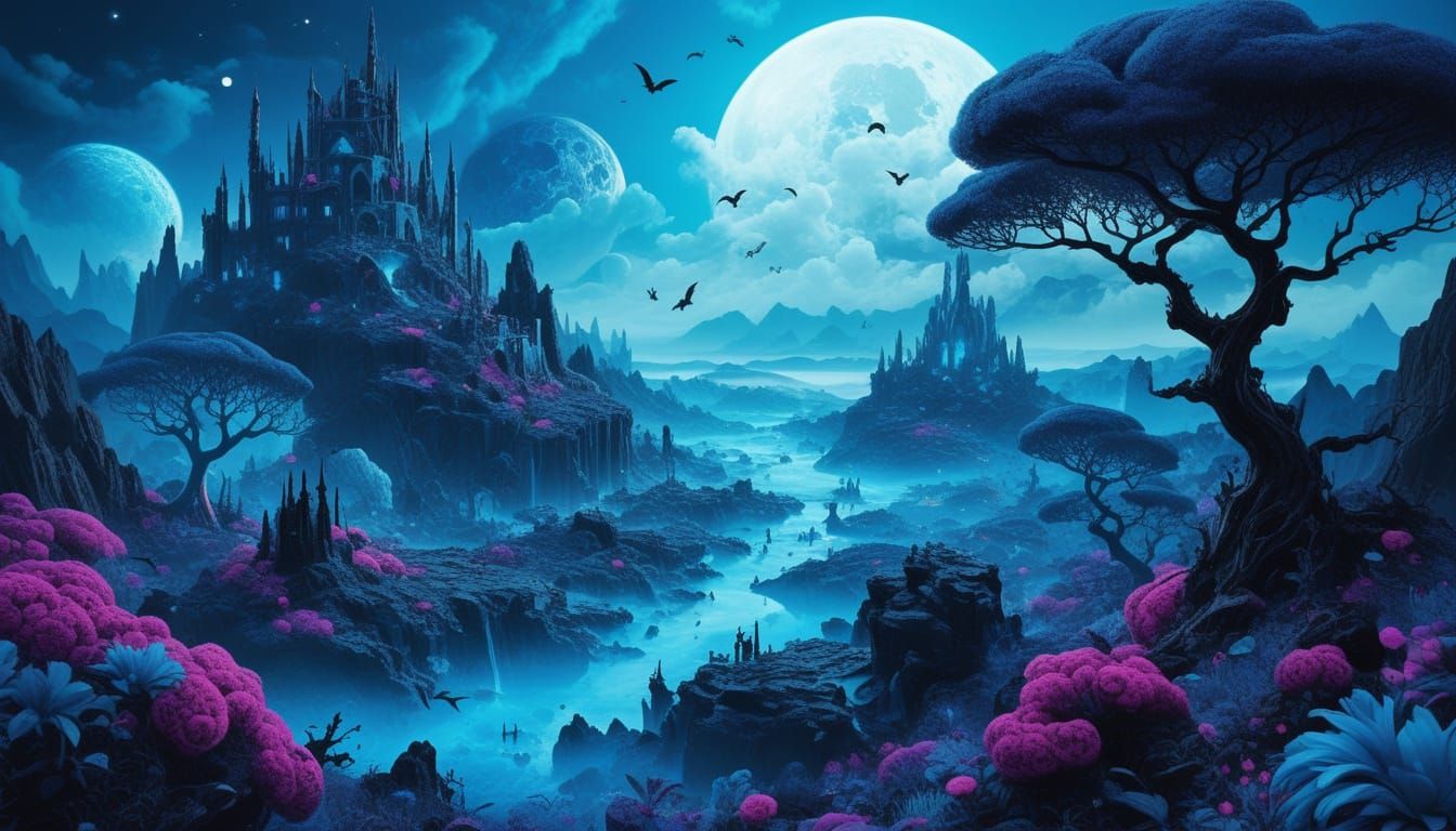 Surreal Blue Dreamscape Dissolving World