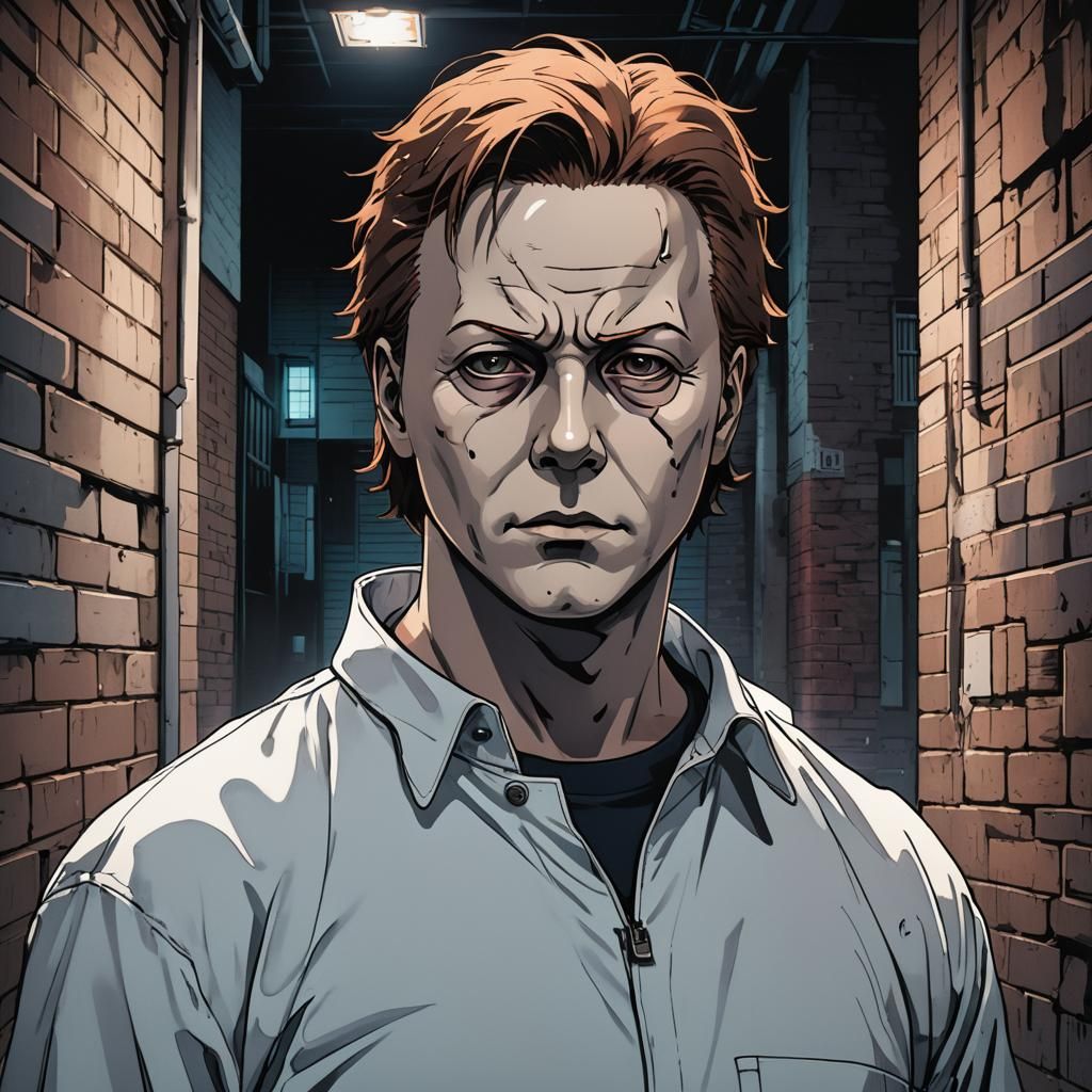 Manga Portrait of Michael Myers in Anime Style