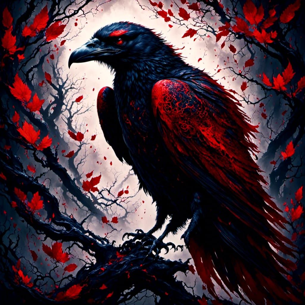 Gothic Crow God with Griffin Features in Dark Fantasy