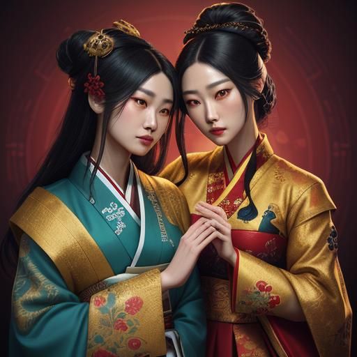 Intimate Portrait of Women in Korean Aristocrat Attire