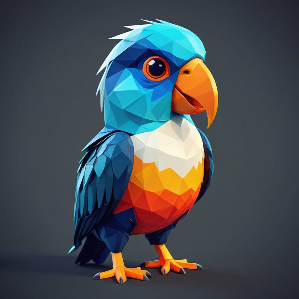 Cute Low Poly Parrot Illustration