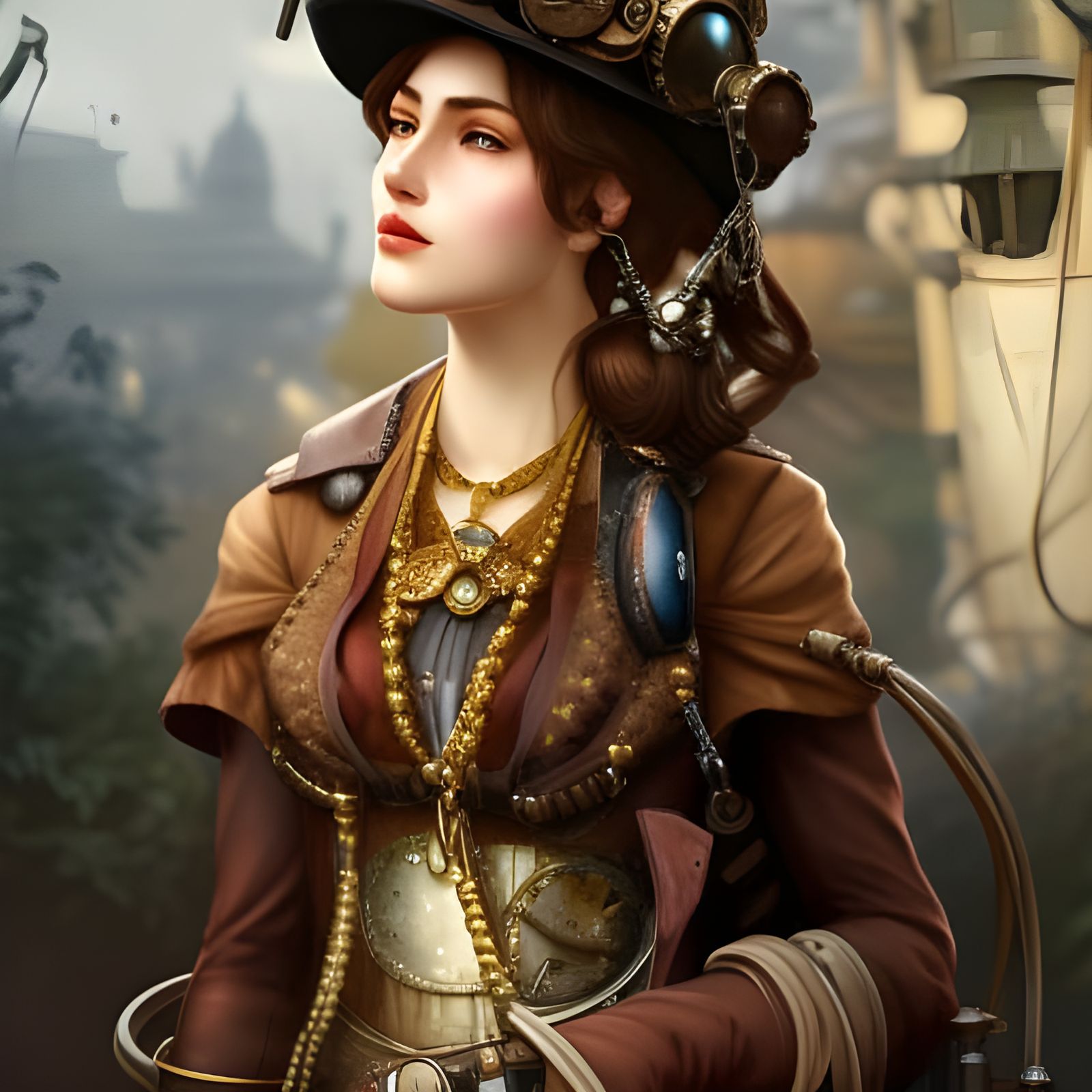 Steampunk Girl Portrait in Hyperdetailed Style