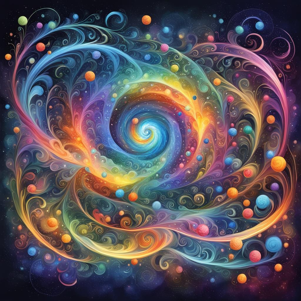 Magical Colored Swirls Surrounding a Person