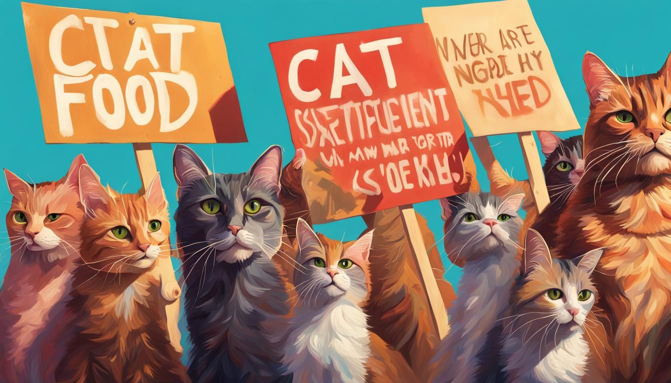 Cat Protesters Demand More Food: Hyperrealistic Art