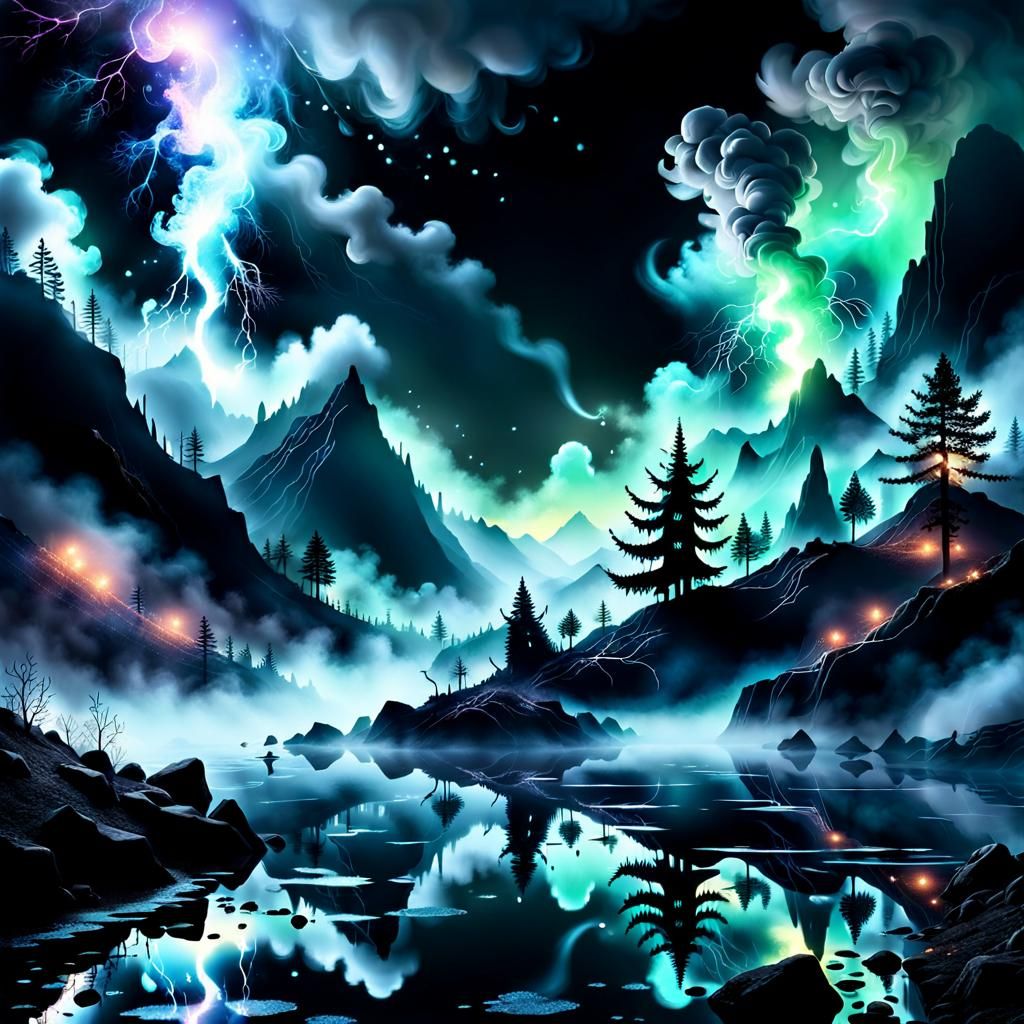 Mystical Black Fog in Ethereal Realm