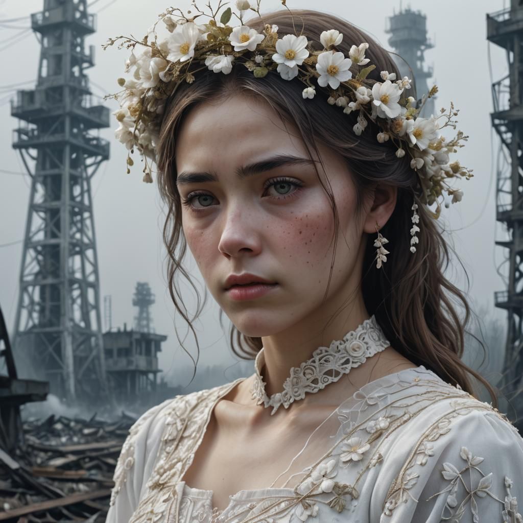 Sorrowful Woman in Chernobyl, Digital Concept Art