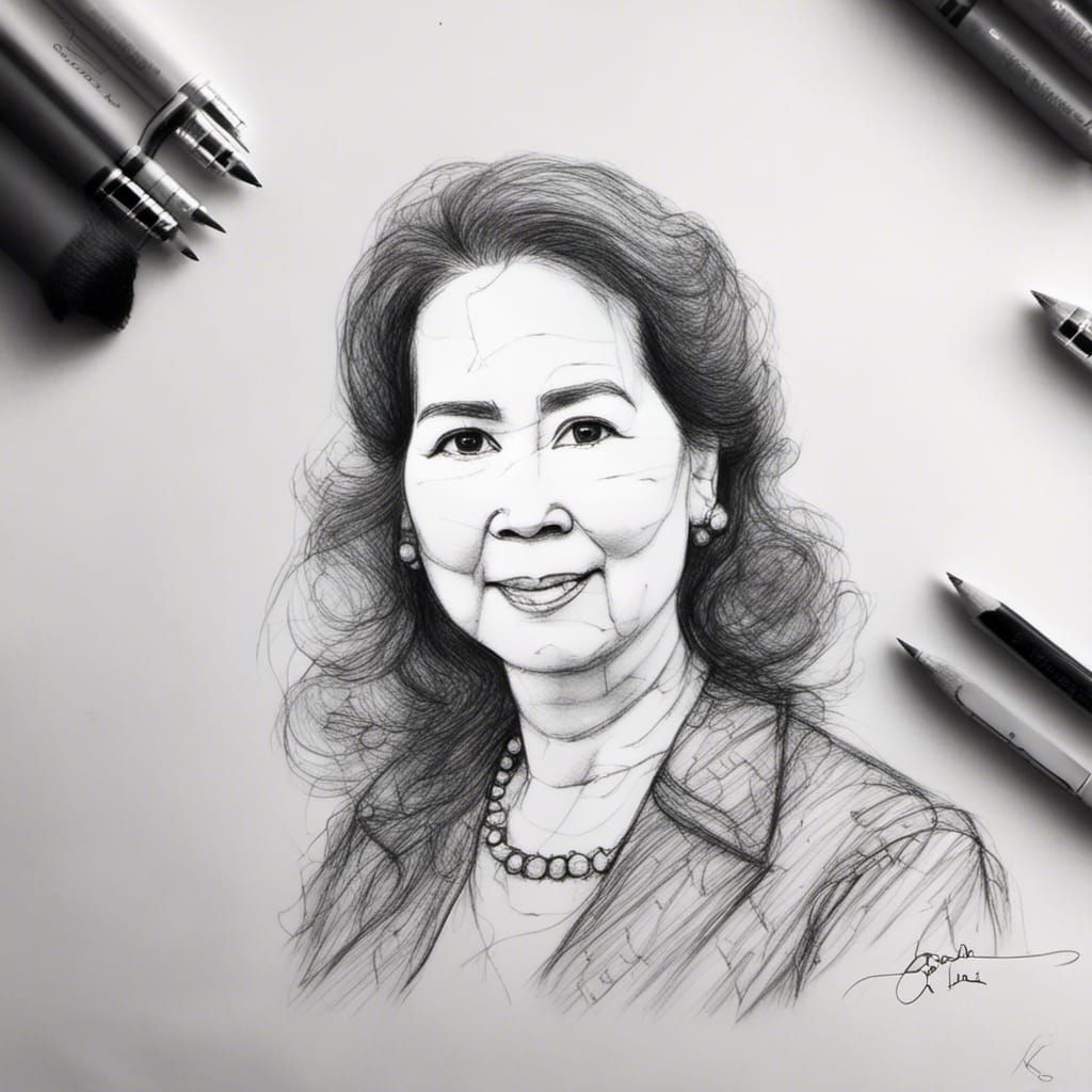 Monochrome Portrait in Sketch Style with Cross-Hatching