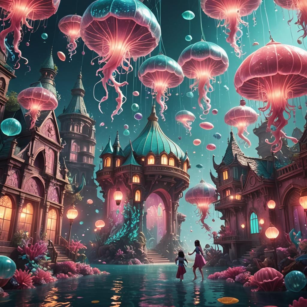 Magical Underwater City Dance Party in Fantasy Style