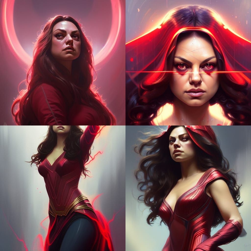 Scarlet Witch Portrait in Comic Book Style