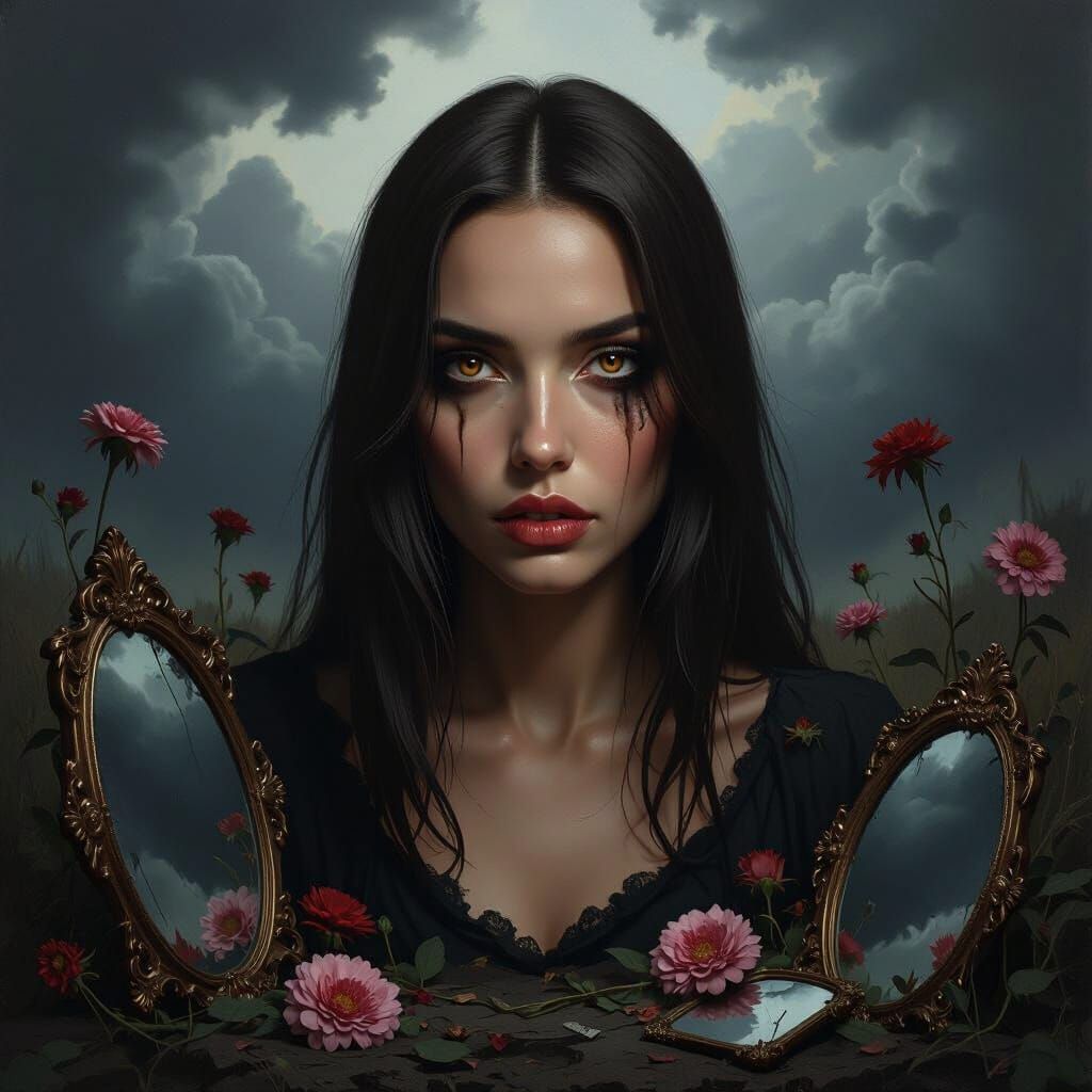 Haunting Portrait of a Woman in Downfall