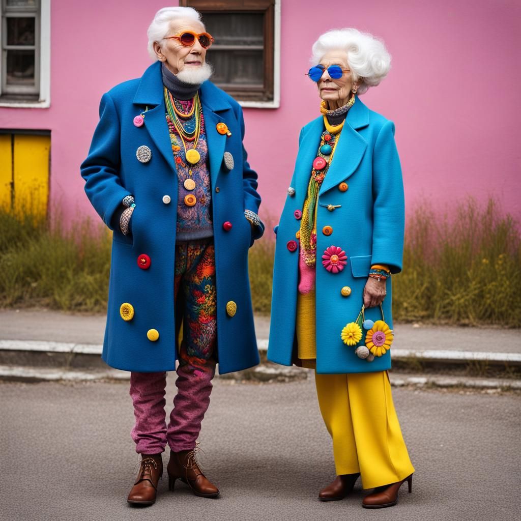 Fashionable Centenarians in Bright, Textured Papercraft Styl...