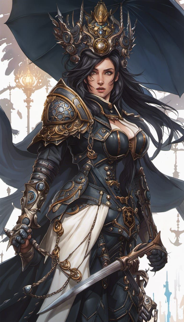 Steampunk Death Metal Bear in Dark Fantasy Style