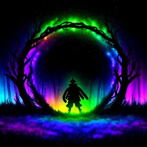 Shadow Creature Emerges in Rainbow Forest