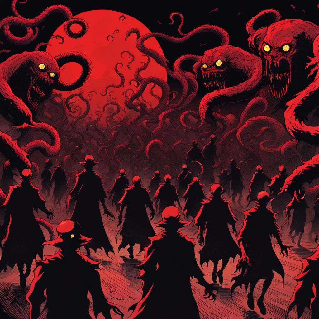 Eldritch Monsters Parade in Junji Ito Style