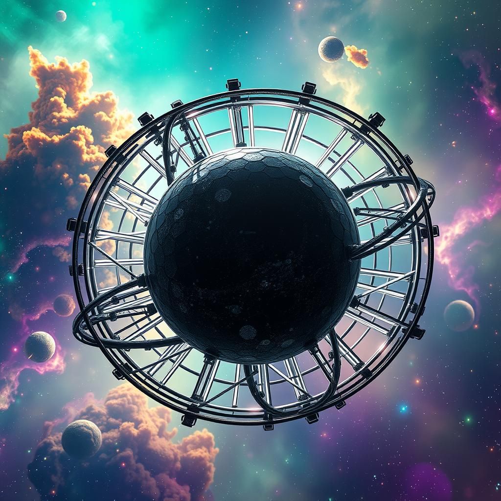 Dyson Sphere Around White Dwarf Star in Sci-Fi Style