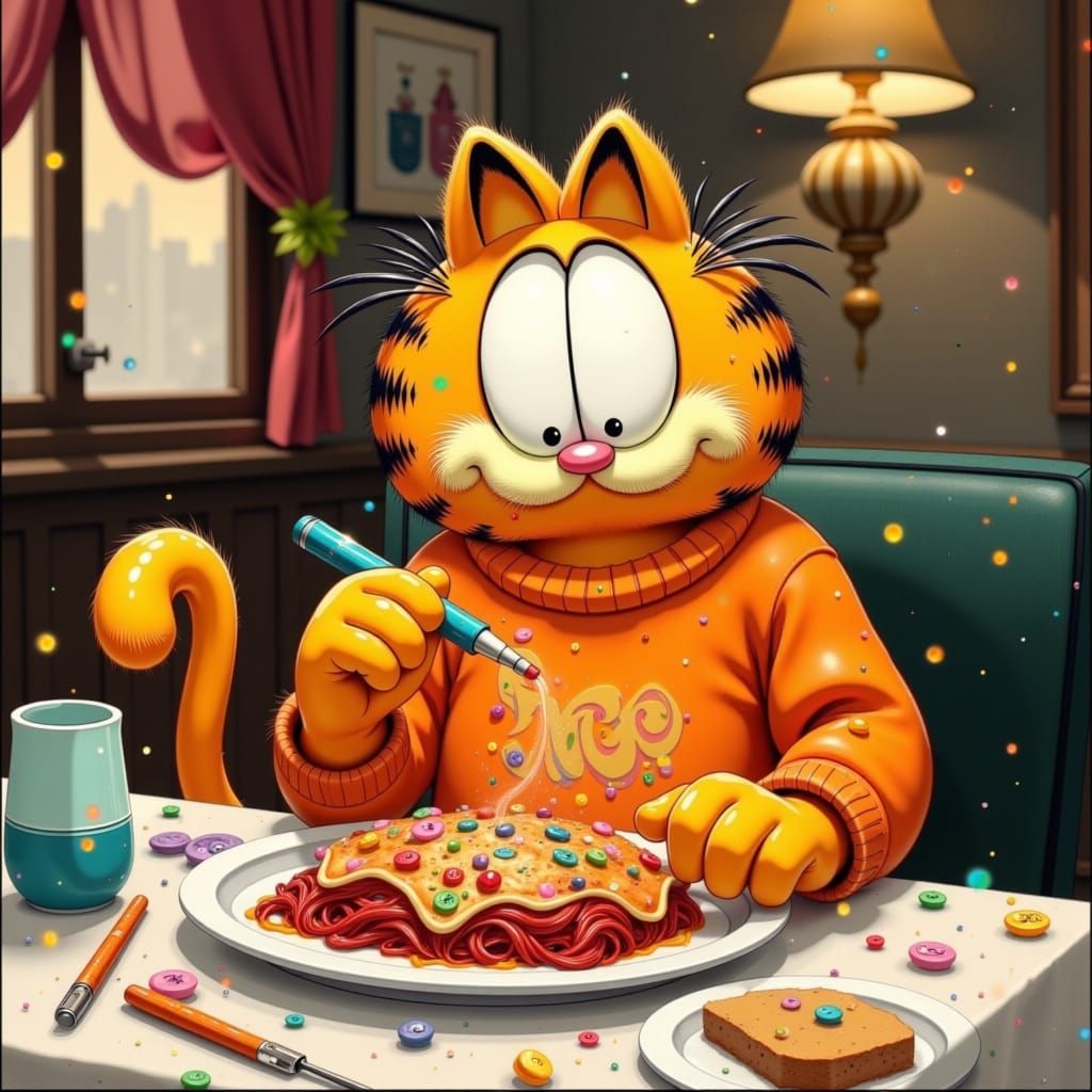 Garfield Plays Bingo in a Whimsical Italian Scene