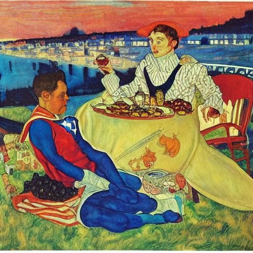 Superhero Relaxing on Vacation: Classical Portraiture