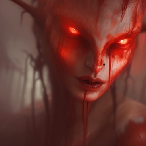 Demonic Creature with Horns: Digital Painting in 8K