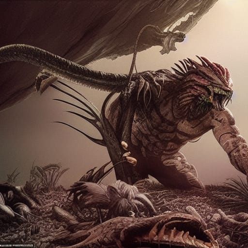 Epic Predator and Prey Digital Matte Painting