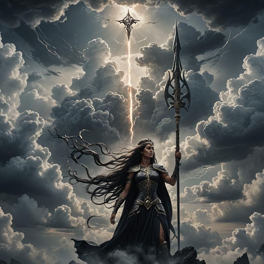 Dark Deity with Trident Digital Matte Painting