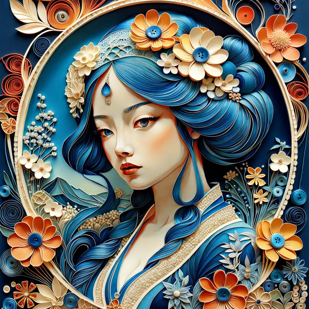 Intricate 3D Portrait in Art Nouveau Style