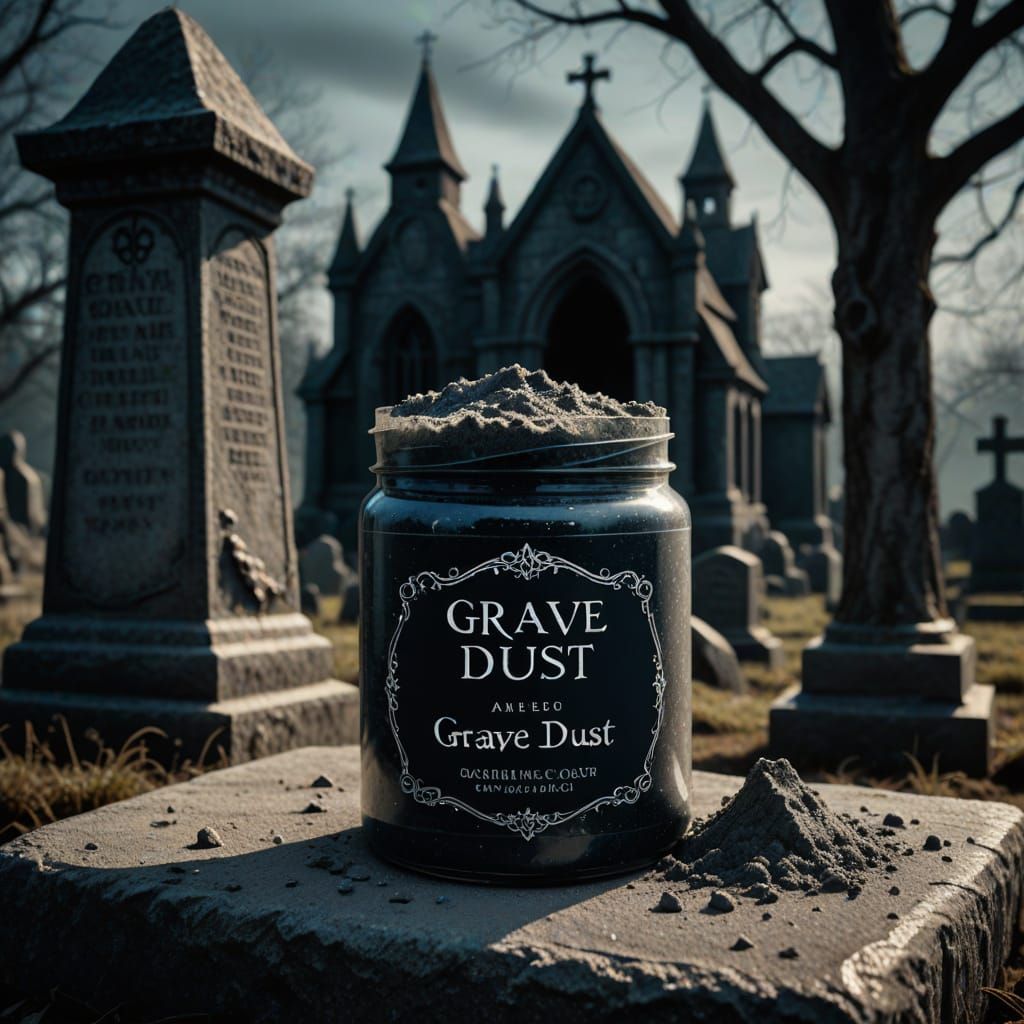 Ethereal Grave Dust Exfoliating Scrub on a Haunted Tombstone