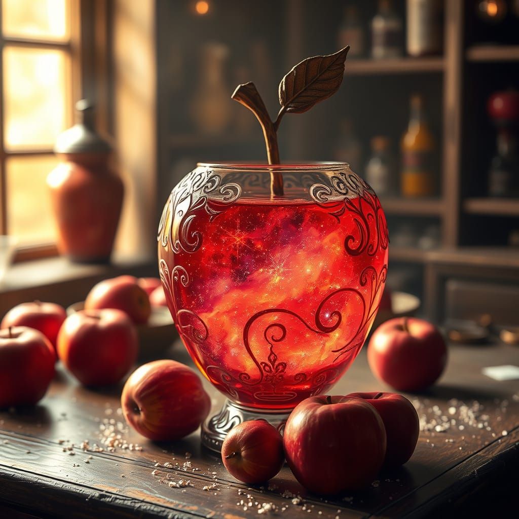 Enchanted Apothecary's Crimson Apple Vessel