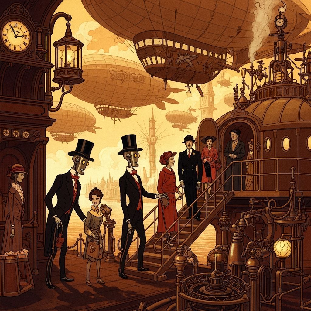 Steampunk Robots at Dirigible Docking Station